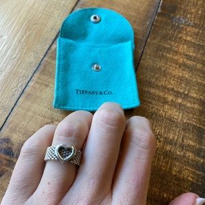 Tiffany and Co. mesh heart ring in silver